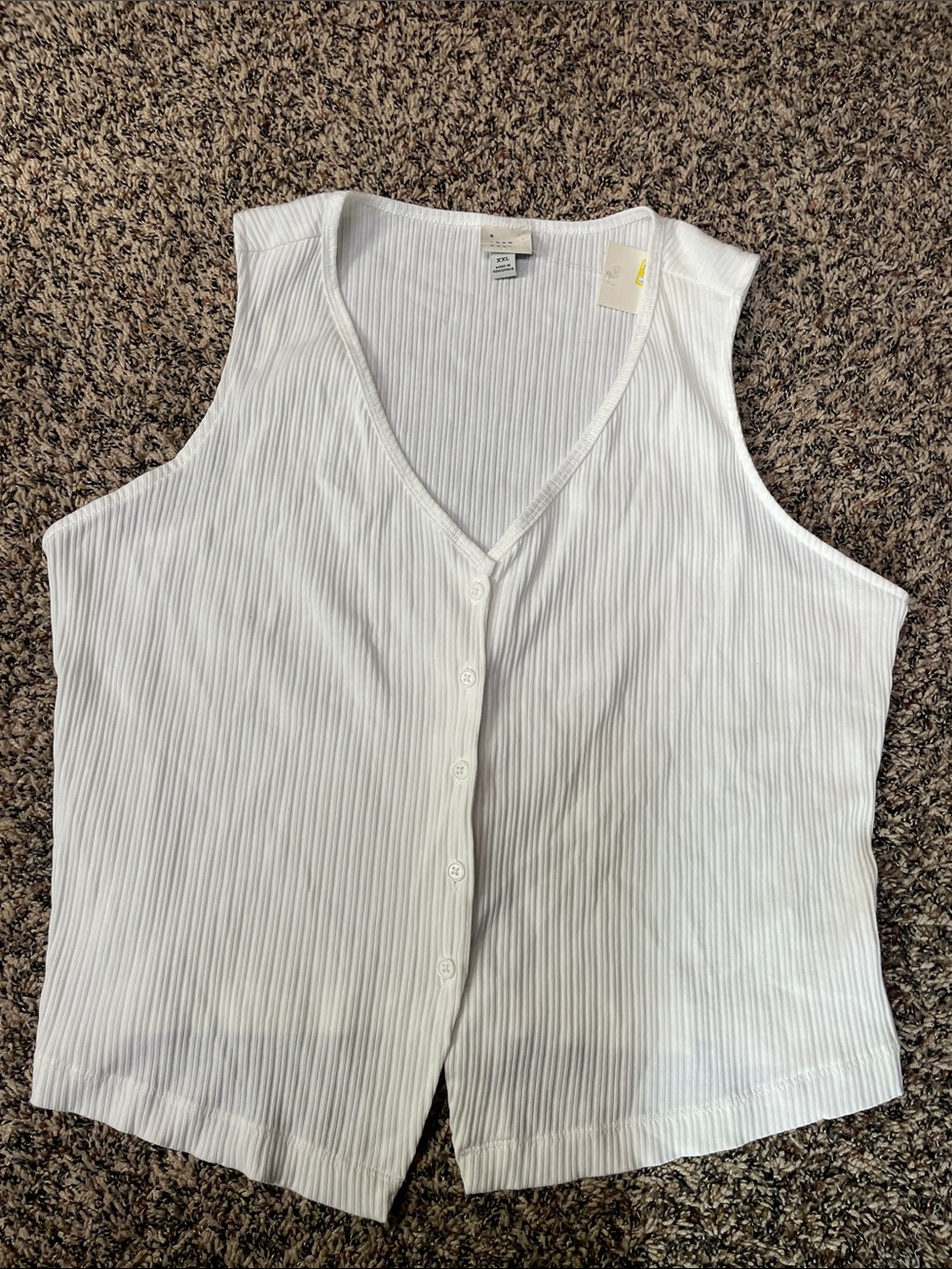 A New Day Classic White Ribbed Button-Front Women's Tank Top Size XXL | NWT